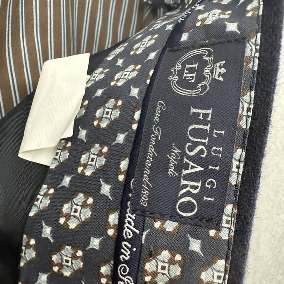 Luigi Fusaro Wool Dress Pants Men size US 32 IT 48 Navy Blue Flannel 33" inseam - Picture 11 of 11